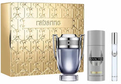Coffret Cadeau Paco Rabanne Invictus pour Homme : EDT 100 ml + Déodorant 150 ml + EDT 10 ml
