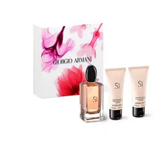 Set de regalo Giorgio Armani Si para mujer: EDP 100 ml, gel de ducha 50 ml y loción corporal 50 ml.