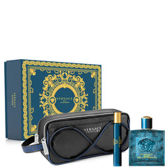 Coffret Cadeau Versace Eros pour Homme EDP 100ml + Mini 10ml + Trousse de Toilette