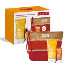 Clarins Anti-Aging Sonnenschutz Routine - Körper Sonnencreme SPF30 150ml + Gesicht Sonnencreme SPF50+, 30ml