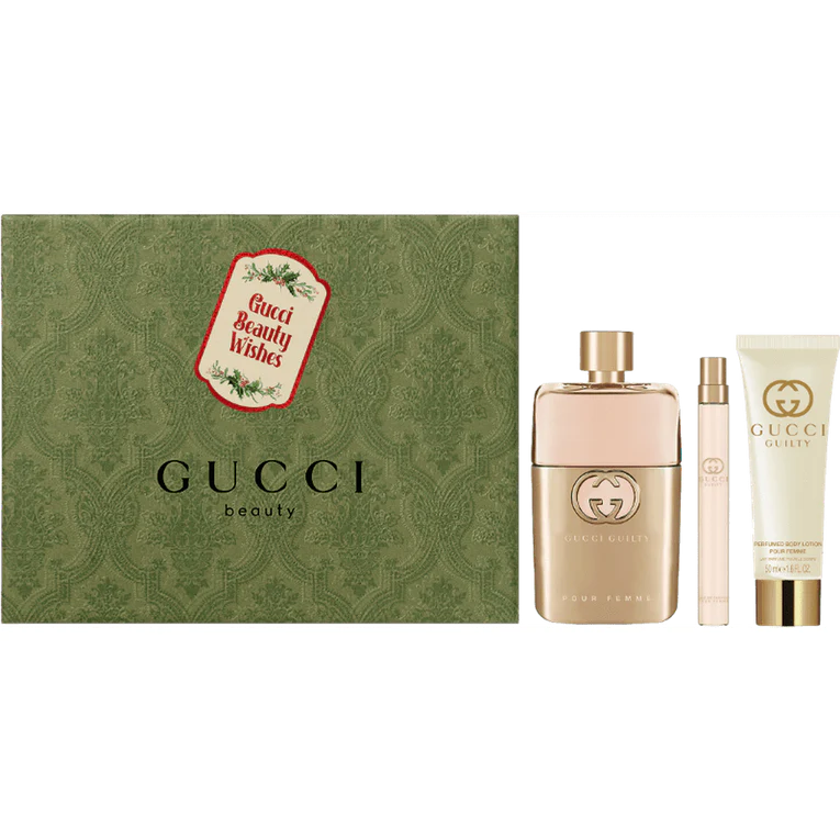 Gucci Guilty Pour Femme 90ml EDP + 10ml EDP + 50ml Bodylotion für Damen Geschenkset  