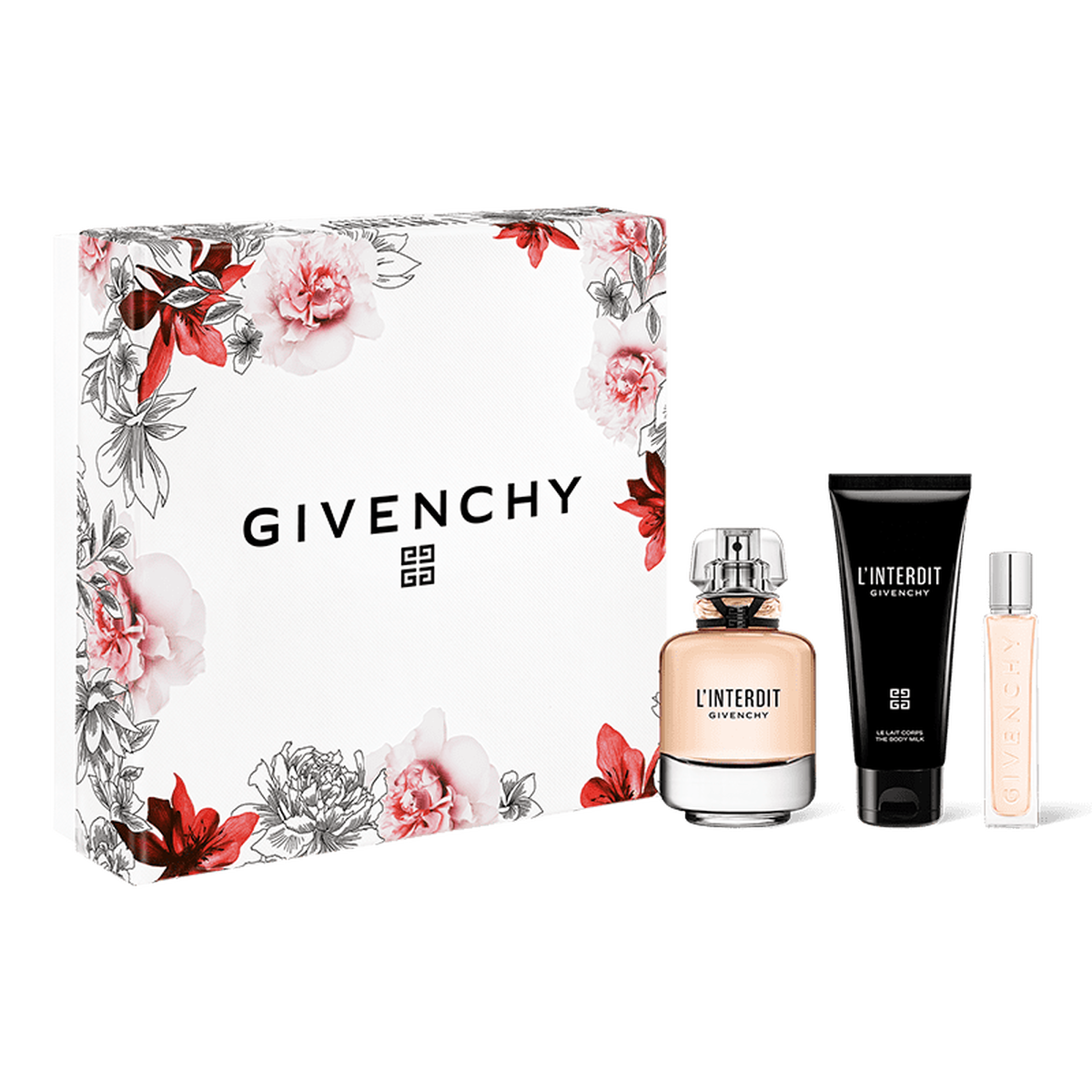 Coffret Cadeau Givenchy L'interdit pour Femme - Eau de Parfum 80ml + Lait Corps 75ml + Miniature 12.5ml