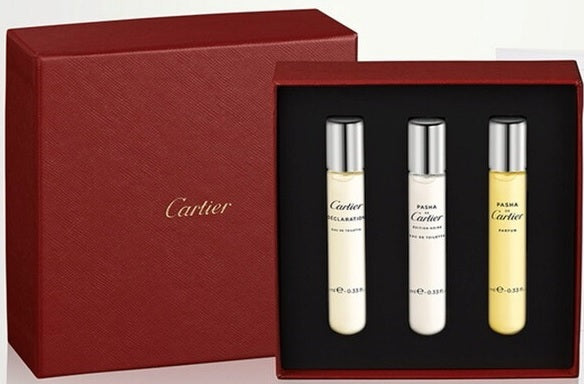 Coffret Découverte Homme Cartier : Déclaration Eau de Toilette 10ml + Pasha Noire Eau de Toilette 10ml + Pasha Parfum 10ml