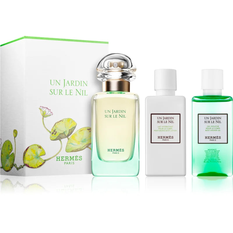 HERMÈS Un Jardin Sur Le Nil 50ml EDT + 40ml Lozione Corpo + 40ml Gel Doccia Set Regalo Unisex