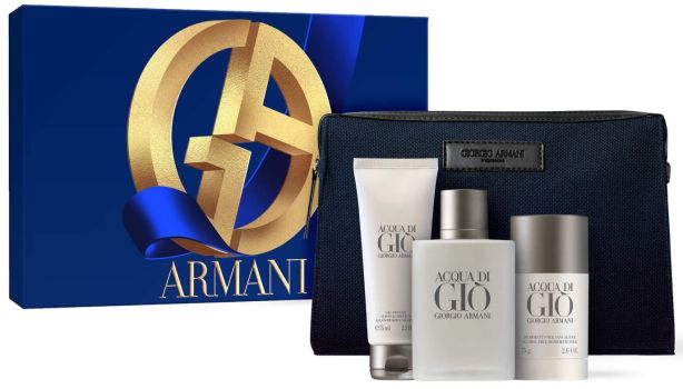 Armani Acqua di Giò für Herren 100ml EDT + 75ml Duschgel + 75ml Deodorant + Täschchen