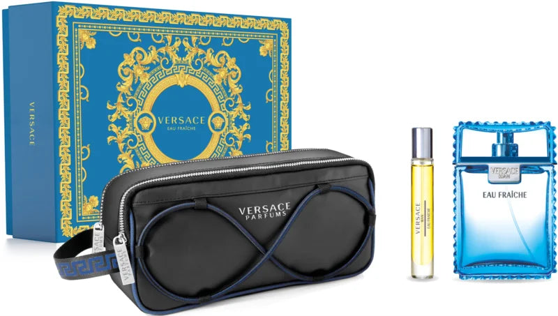 Versace Man Eau Fraîche 100ml EDT Coffret Cadeau + Mini 10ml + Trousse de Toilette