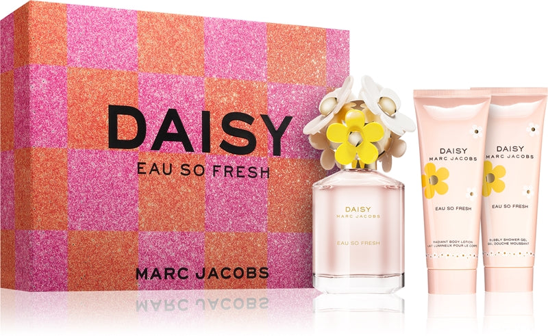 Marc Jacobs Daisy Eau So Fresh 75ml EDT + 75ml Körperlotion + 75ml Duschgel für Damen GESCHENKSET