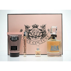Coffret cadeau Juicy Couture pour femme : EDP 100 ml + Mini 10 ml + Parfum 5 ml + Crème pour le corps 50 ml