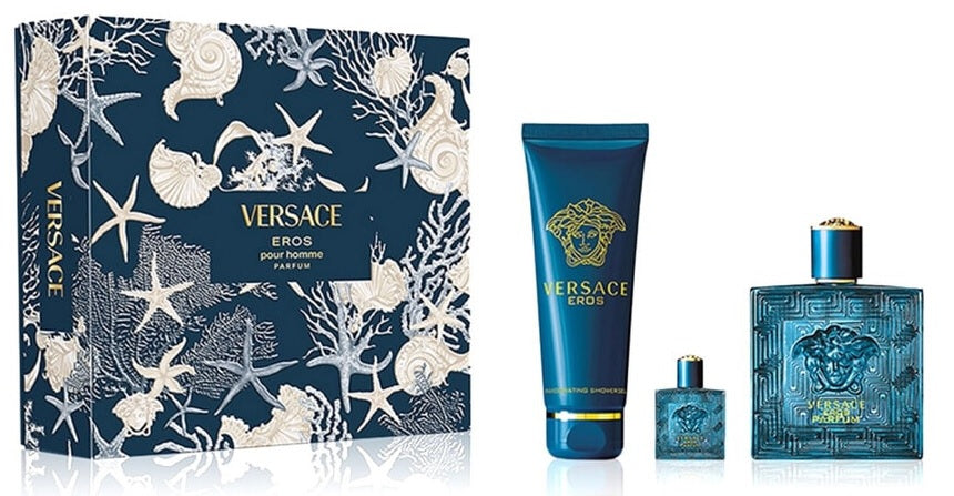 Coffret Cadeau Homme Versace Eros Parfum 100ml + Parfum 5ml + Gel Douche 150ml