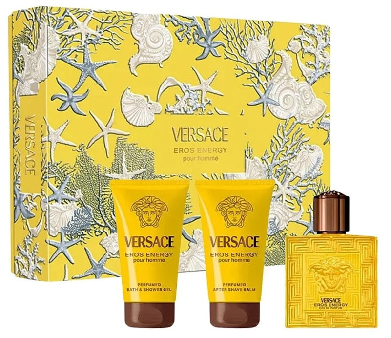 Coffret Cadeau Versace Eros Energy 50ml EDP + Gel Douche 50ml + Baume Après-Rasage 50ml pour Homme