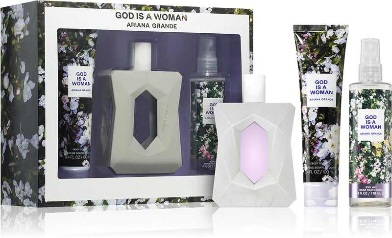 Ariana Grande God Is A Woman 100ml EDP + 100ml Körpercreme + 118ml Körperspray für Damen Geschenkset