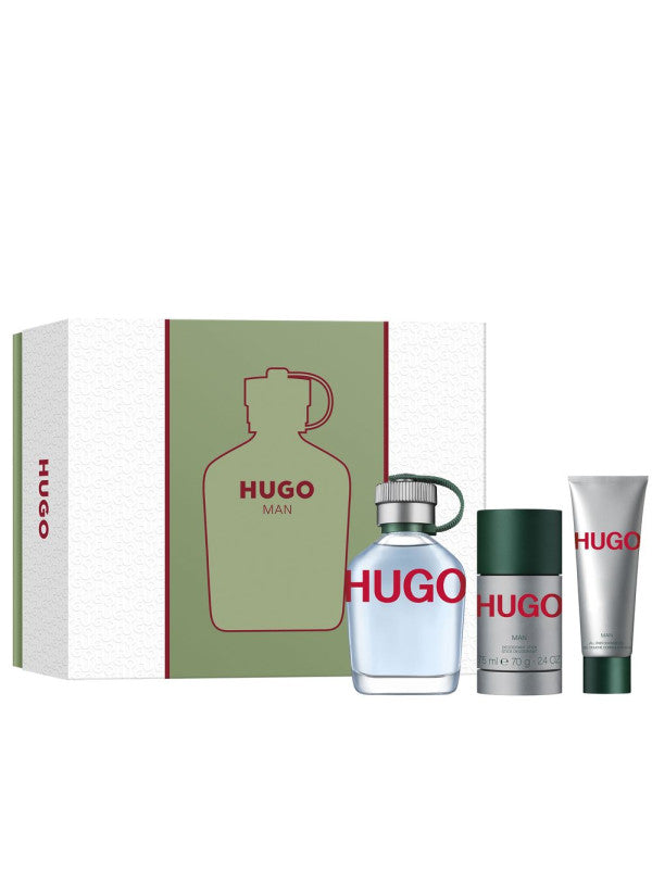 Hugo Boss Green Man 125ml EDT + 75ml Deo Stick + 50ml Duschgel für Herren Geschenkset