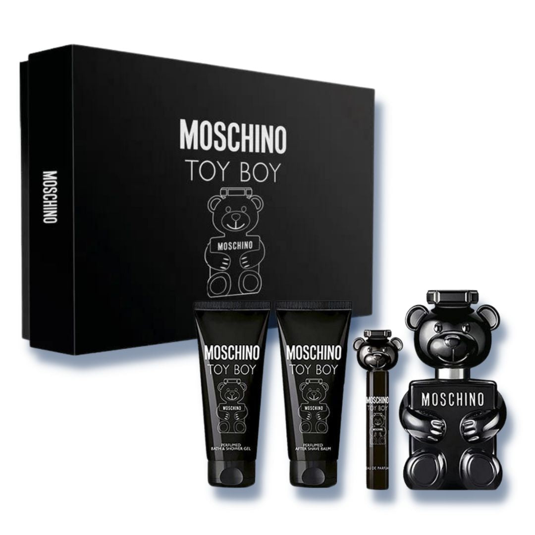Moschino Toy Boy 100ml EDP + 100ml Duschgel + 100ml Aftershave + Mini für Herren Geschenkset