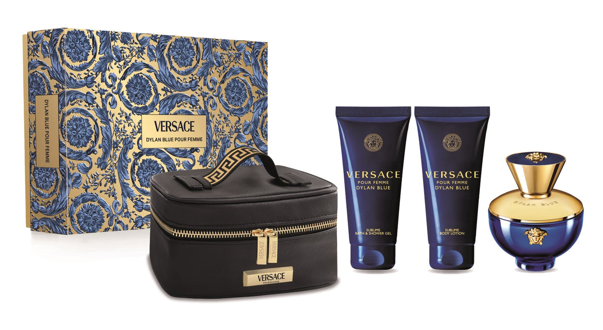 Versace Dylan Blue Geschenkset 100ml EDP + 100ml Duschgel + 100ml Körperlotion + Tasche