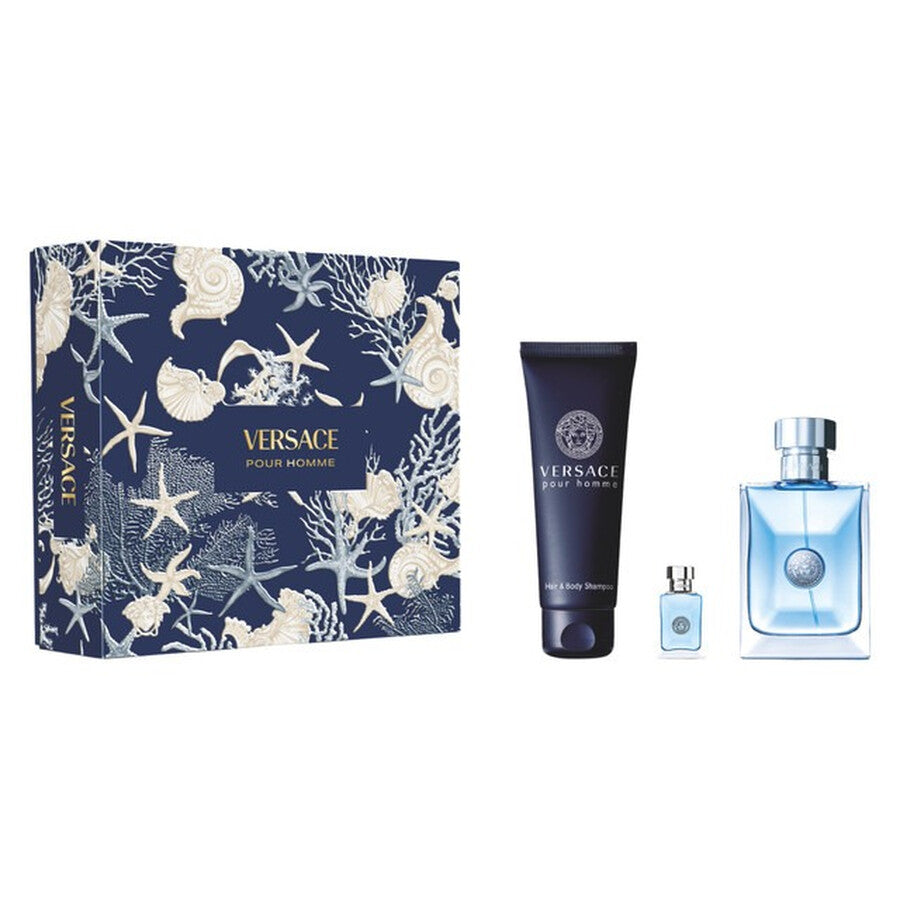Versace Pour Homme 100ml EDT + 150ml Haar- & Körpershampoo + 5ml Mini für Herren Geschenkset